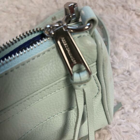 Rebecca Minkoff Mini Mac Crossbody Bag Leather mint green Chain Strap Studded - Picture 14 of 16